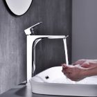 Vòi chậu nóng lạnh Hafele, đồng mạ chrome tay gạt đơn KOBE / 589.15.002 - Ảnh 2