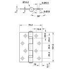 Bản lề lá 2 vòng bi Hafele, inox 316 màu inox bóng 102x76x3mm / 926.20.112 - Ảnh 3